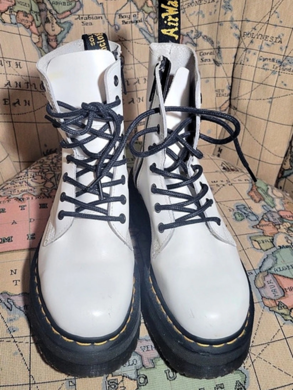 Dr. Martens Jadon Platform Boots White & Black US 7
